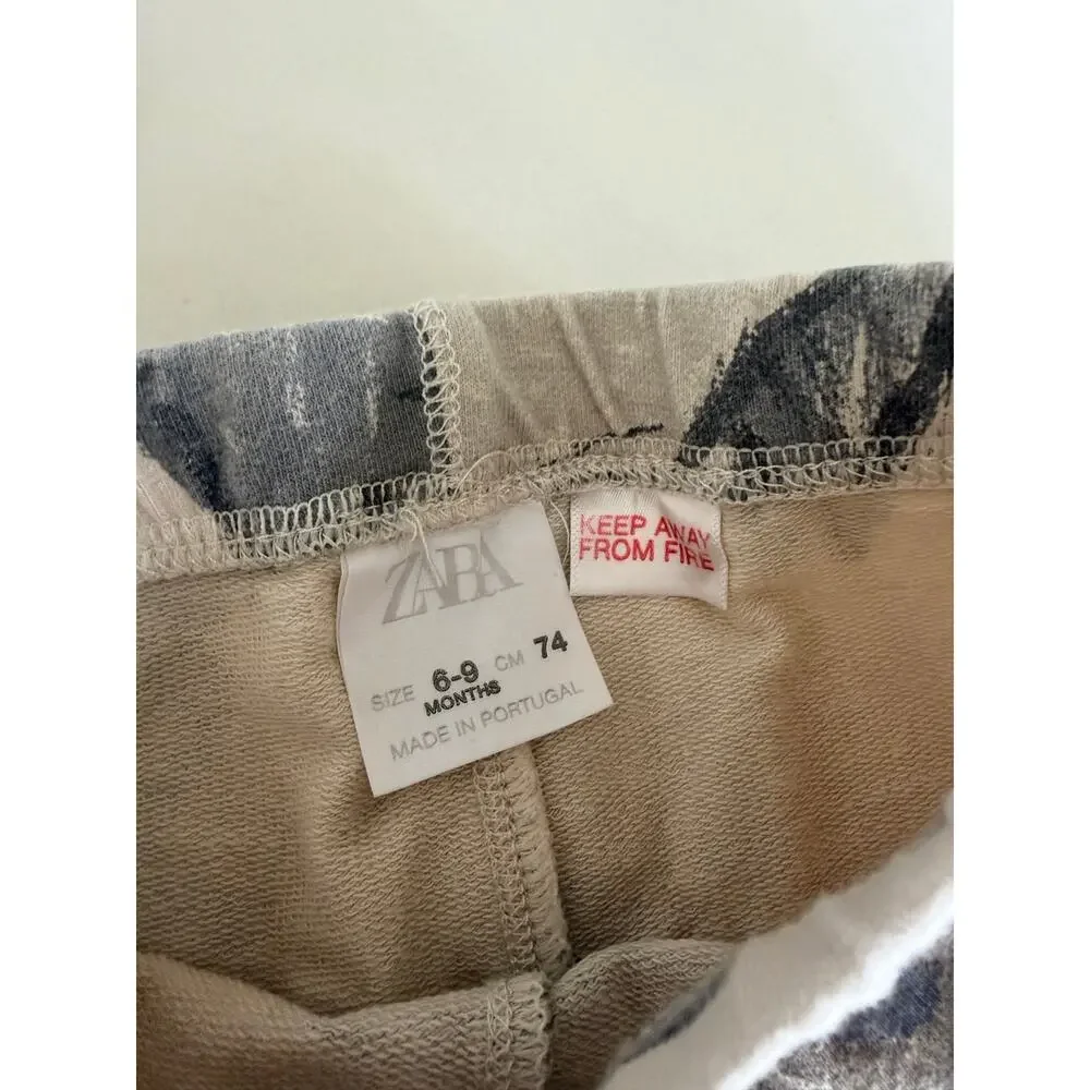 Zara Baby Mustard Tee & Dino Jogger Set - 6-9 Months